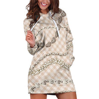 Beige Aloha Hawaii Shell Lei Hoodie Dress Palaka Hebrew Cone Honey Cowrie Elegant Curves - Polynesian Pride