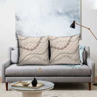 Beige Aloha Hawaii Shell Lei Pillow Cover Palaka Hebrew Cone Honey Cowrie Elegant Curves - Polynesian Pride