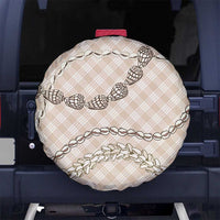 Beige Aloha Hawaii Shell Lei Spare Tire Cover Palaka Hebrew Cone Honey Cowrie Elegant Curves - Polynesian Pride