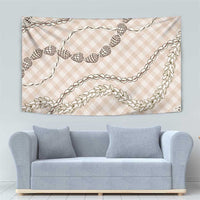Beige Aloha Hawaii Shell Lei Tapestry Palaka Hebrew Cone Honey Cowrie Elegant Curves - Polynesian Pride