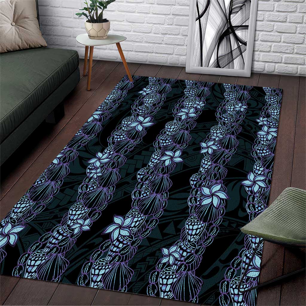 Purple Paradise Hawaii Shell Lei Area Rug Hawaiian Sunrise Shell Hebrew Cone Plumeria - Polynesian Pride