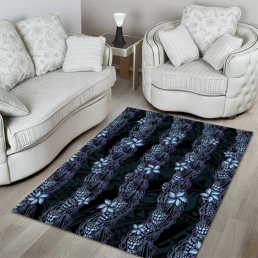 Purple Paradise Hawaii Shell Lei Area Rug Hawaiian Sunrise Shell Hebrew Cone Plumeria - Polynesian Pride