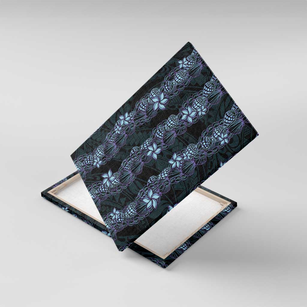 Purple Paradise Hawaii Shell Lei Canvas Wall Art Hawaiian Sunrise Shell Hebrew Cone Plumeria - Polynesian Pride