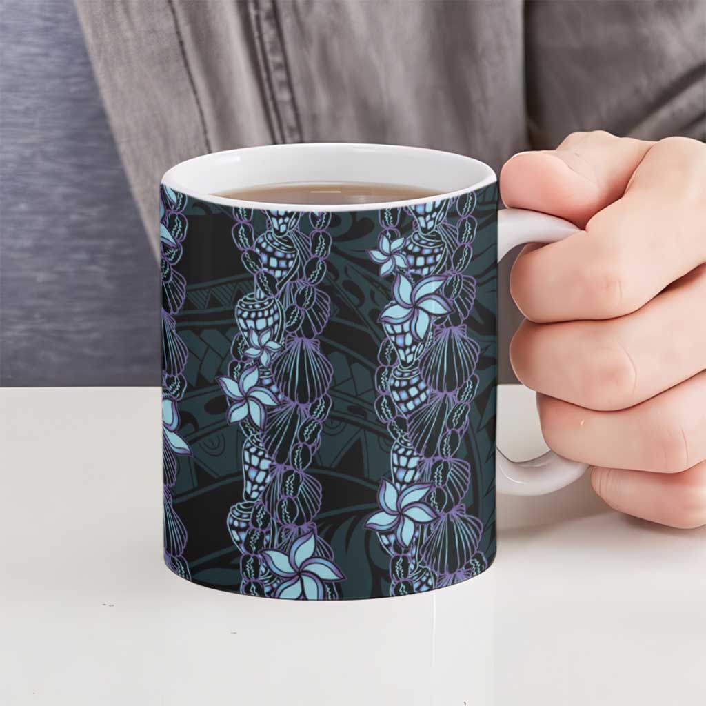 Purple Paradise Hawaii Shell Lei Ceramic Mug Hawaiian Sunrise Shell Hebrew Cone Plumeria LT14 - Polynesian Pride