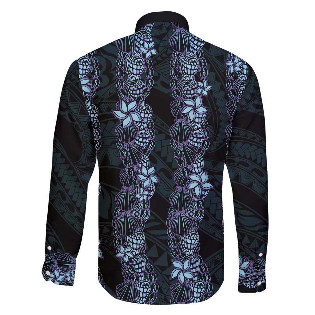 Purple Paradise Hawaii Shell Lei Family Matching Off Shoulder Maxi Dress and Hawaiian Shirt Hawaiian Sunrise Shell Hebrew Cone Plumeria - Polynesian Pride