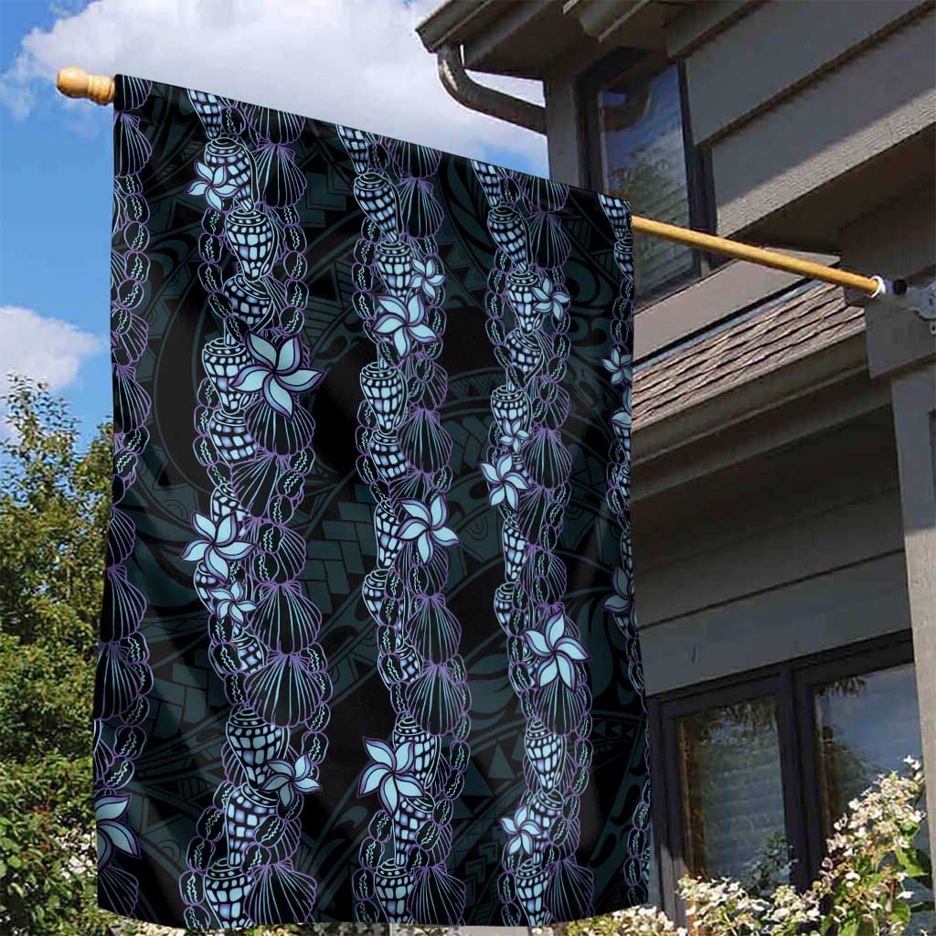 Purple Paradise Hawaii Shell Lei Garden Flag Hawaiian Sunrise Shell Hebrew Cone Plumeria - Polynesian Pride