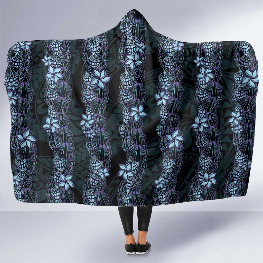 Purple Paradise Hawaii Shell Lei Hooded Blanket Hawaiian Sunrise Shell Hebrew Cone Plumeria - Polynesian Pride