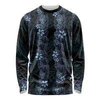 Purple Paradise Hawaii Shell Lei Long Sleeve Shirt Hawaiian Sunrise Shell Hebrew Cone Plumeria - Polynesian Pride