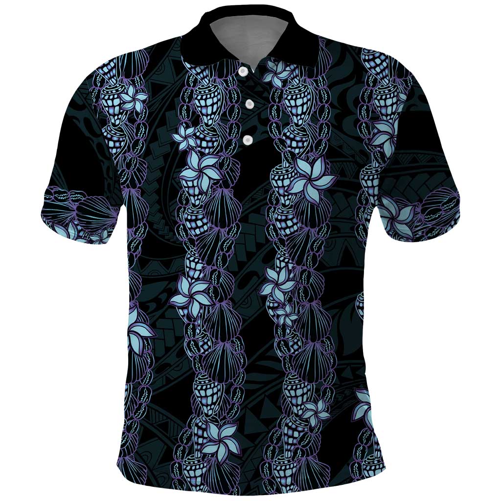 Purple Paradise Hawaii Shell Lei Polo Shirt Hawaiian Sunrise Shell Hebrew Cone Plumeria - Polynesian Pride