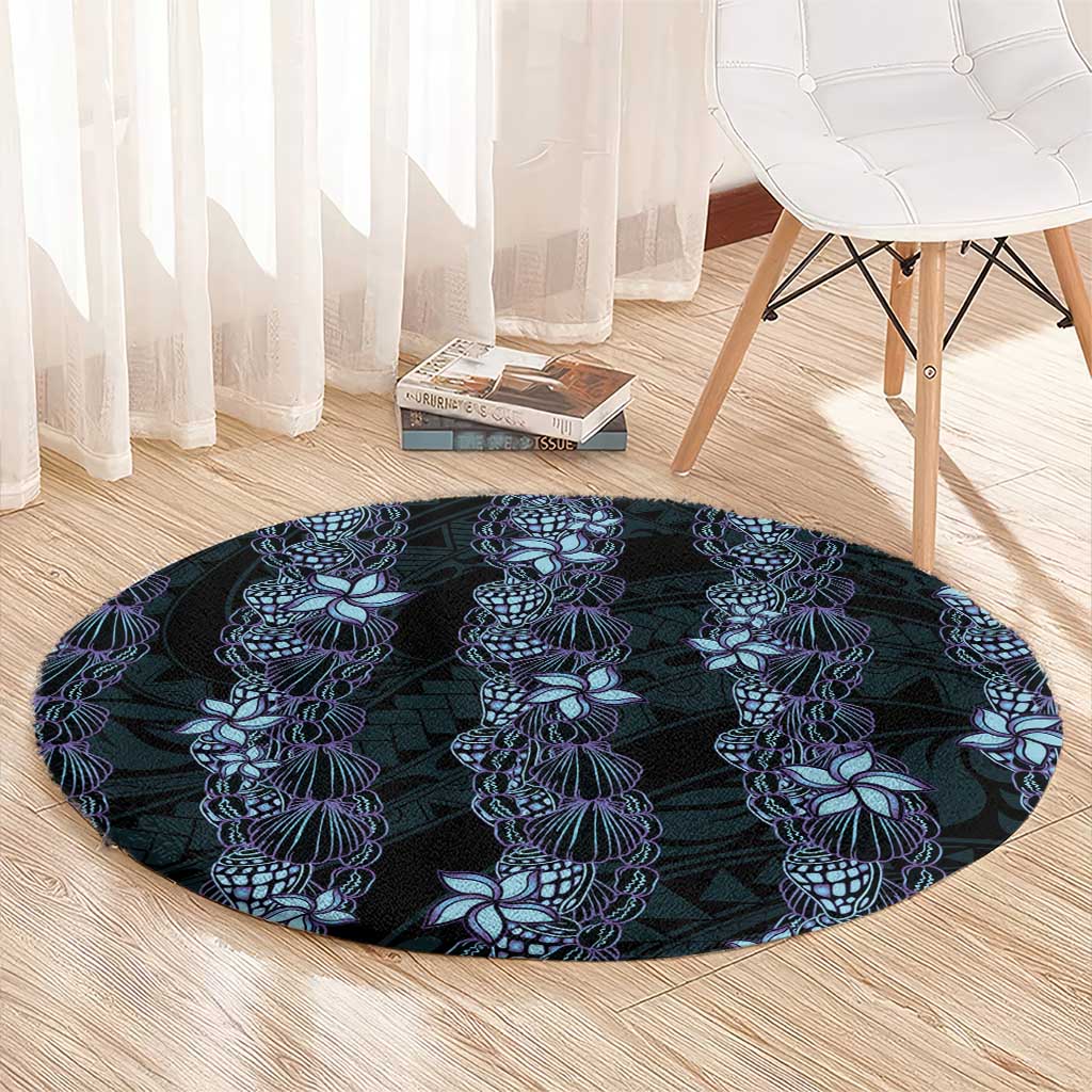 Purple Paradise Hawaii Shell Lei Round Carpet Hawaiian Sunrise Shell Hebrew Cone Plumeria - Polynesian Pride