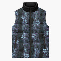 Purple Paradise Hawaii Shell Lei Sleeveless Puffer Jacket Hawaiian Sunrise Shell Hebrew Cone Plumeria - Polynesian Pride