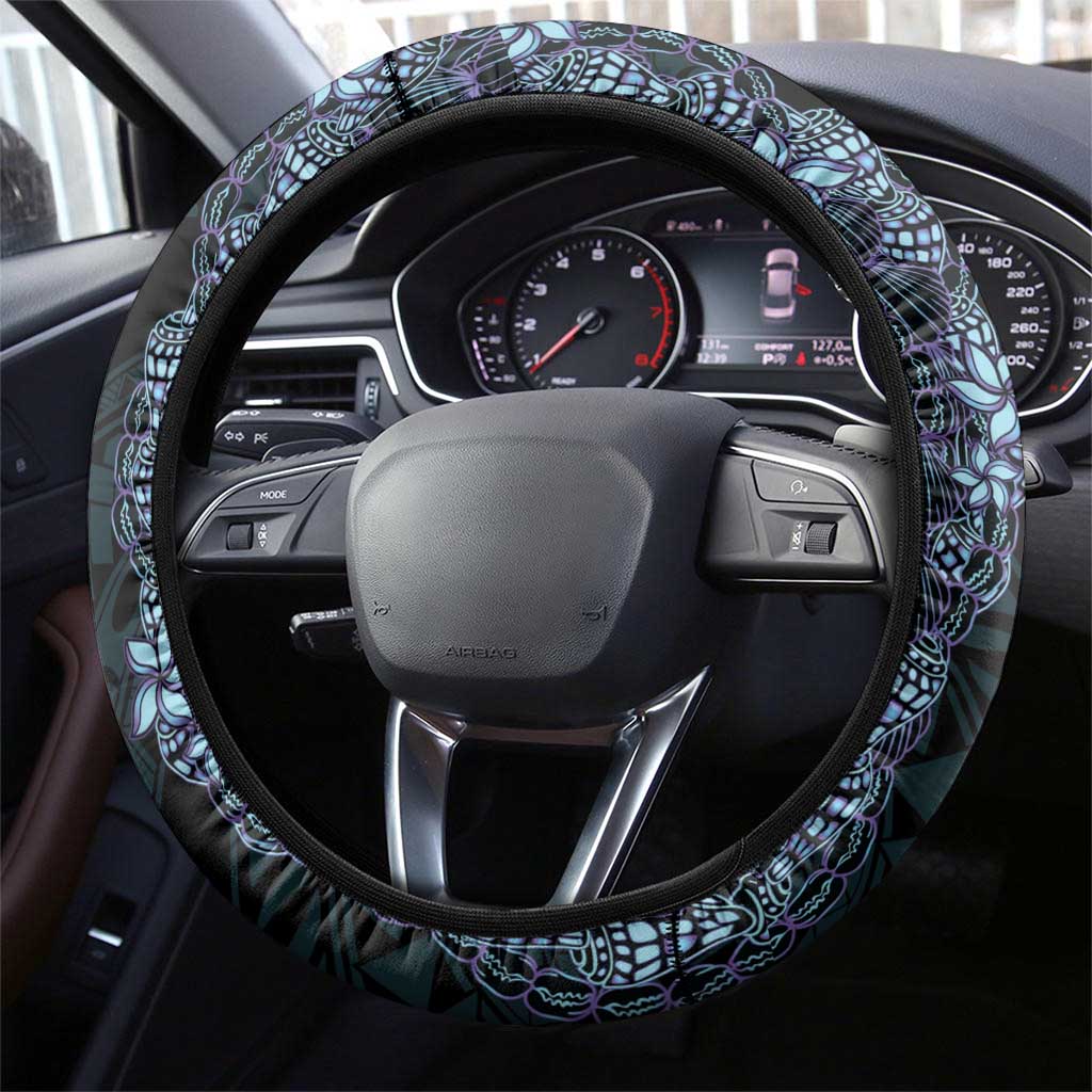 Purple Paradise Hawaii Shell Lei Steering Wheel Cover Hawaiian Sunrise Shell Hebrew Cone Plumeria - Polynesian Pride