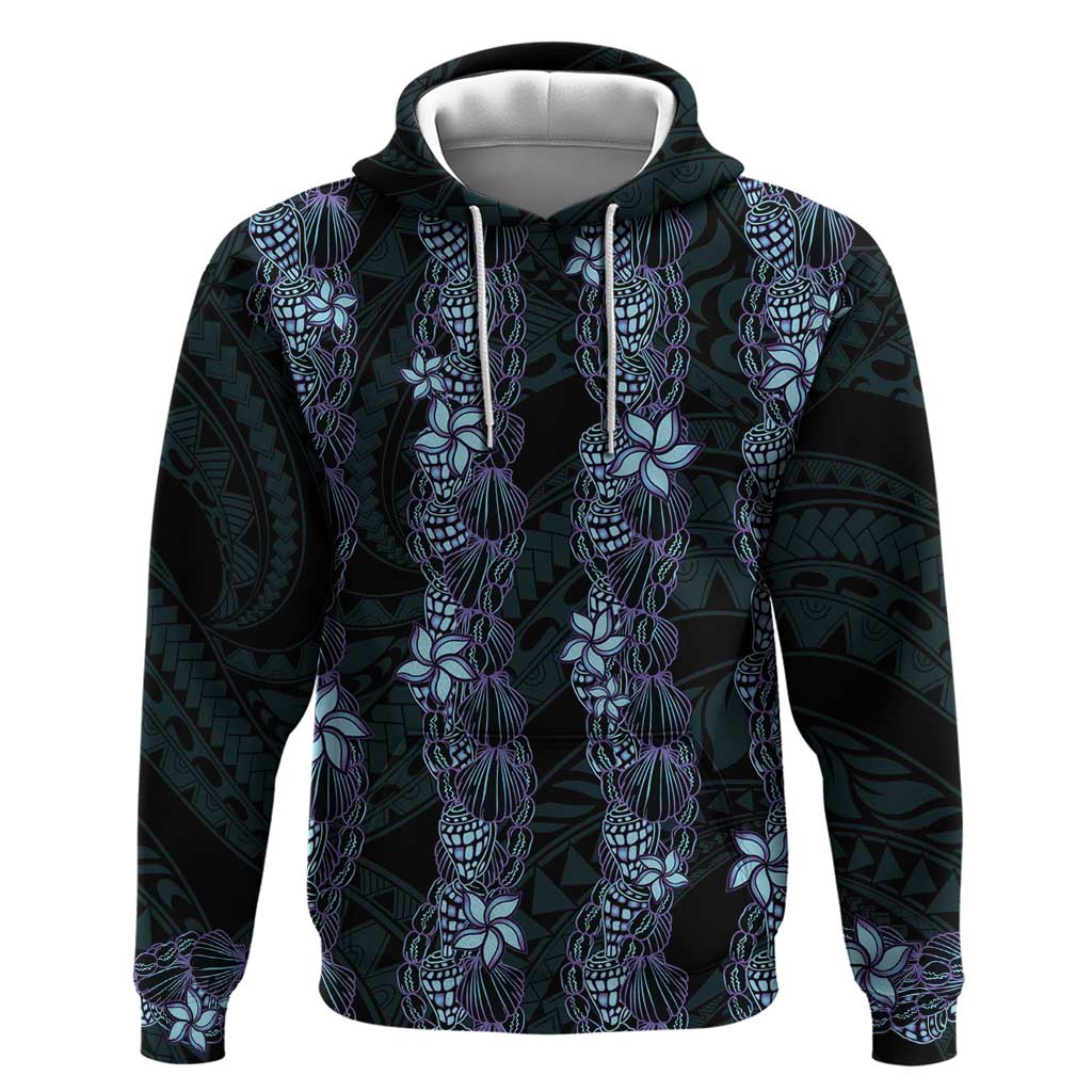 Purple Paradise Hawaii Shell Lei Zip Hoodie Hawaiian Sunrise Shell Hebrew Cone Plumeria - Polynesian Pride