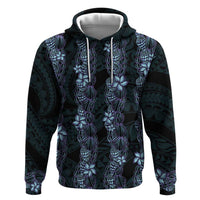 Purple Paradise Hawaii Shell Lei Zip Hoodie Hawaiian Sunrise Shell Hebrew Cone Plumeria - Polynesian Pride