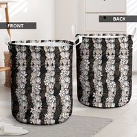 Black and Beige Hawaii Shell Lei Laundry Basket Hawaiian Sunrise Shell Hebrew Cone Plumeria - Polynesian Pride