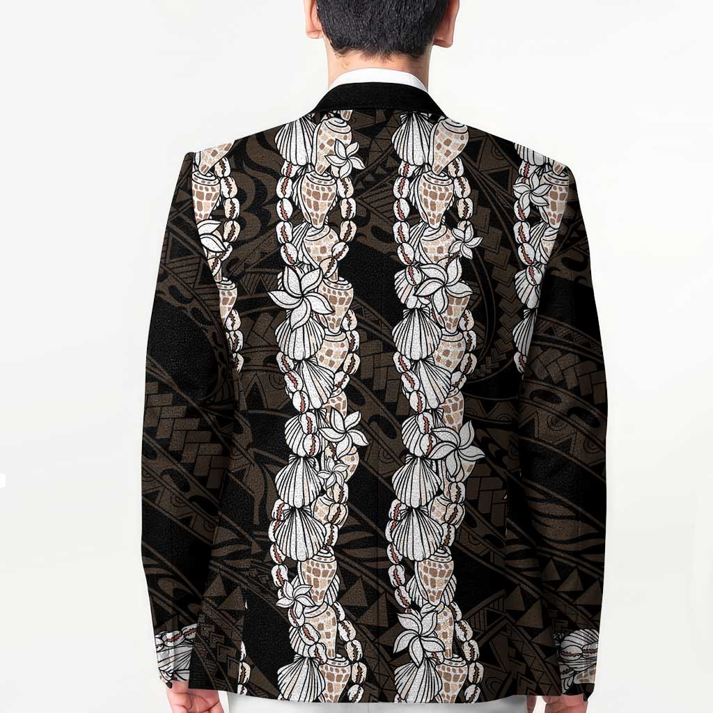 Black and Beige Hawaii Shell Lei Blazer Hawaiian Sunrise Shell Hebrew Cone Plumeria - Polynesian Pride