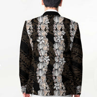 Black and Beige Hawaii Shell Lei Blazer Hawaiian Sunrise Shell Hebrew Cone Plumeria - Polynesian Pride