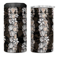 Black and Beige Hawaii Shell Lei 4 in 1 Can Cooler Tumbler Hawaiian Sunrise Shell Hebrew Cone Plumeria - Polynesian Pride