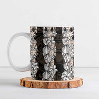 Black and Beige Hawaii Shell Lei Ceramic Mug Hawaiian Sunrise Shell Hebrew Cone Plumeria - Polynesian Pride