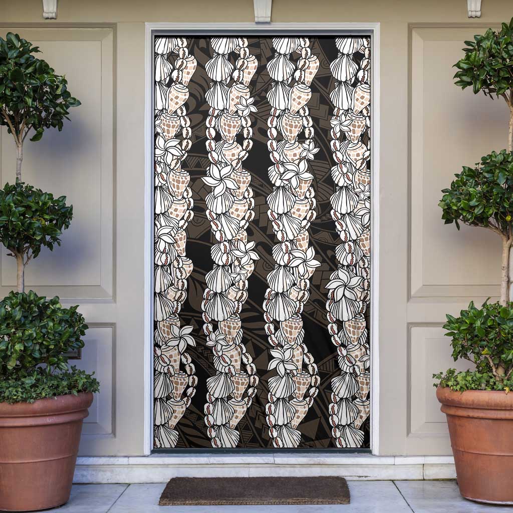 Black and Beige Hawaii Shell Lei Door Cover Hawaiian Sunrise Shell Hebrew Cone Plumeria - Polynesian Pride