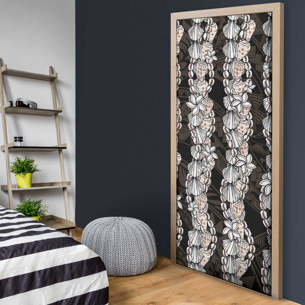 Black and Beige Hawaii Shell Lei Door Cover Hawaiian Sunrise Shell Hebrew Cone Plumeria - Polynesian Pride