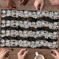 Black and Beige Hawaii Shell Lei Puzzle Hawaiian Sunrise Shell Hebrew Cone Plumeria - Polynesian Pride