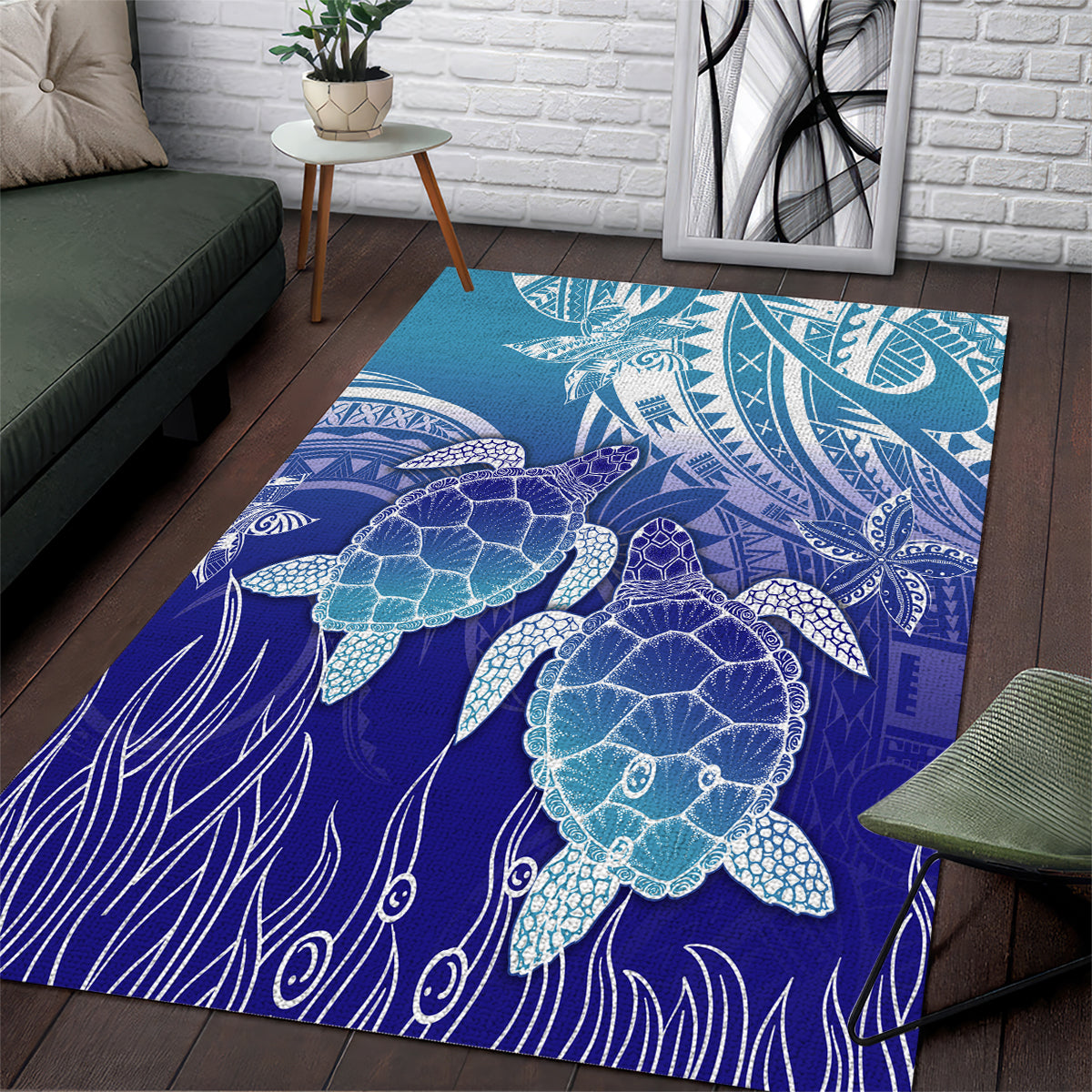Polynesia Sea Turtle Area Rug Happy Valentine Day Polynesian - Dark Cyan LT14 Dark Cyan - Polynesian Pride
