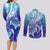 Polynesia Sea Turtle Couples Matching Long Sleeve Bodycon Dress and Long Sleeve Button Shirt Happy Valentine Day Polynesian - Dark Cyan LT14 - Polynesian Pride