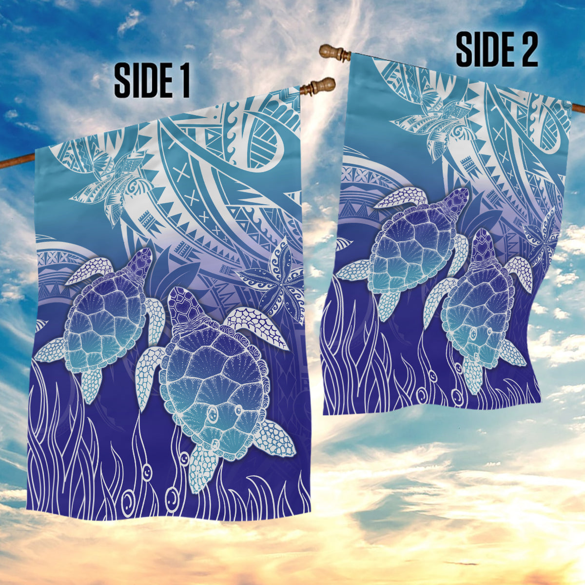Polynesia Sea Turtle Garden Flag Happy Valentine Day Polynesian - Dark Cyan LT14 - Polynesian Pride