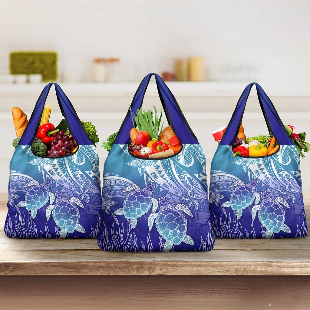 Polynesia Sea Turtle Grocery Bag Happy Valentine Day Polynesian - Dark Cyan