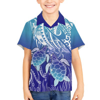 Polynesia Sea Turtle Kid Hawaiian Shirt Happy Valentine Day Polynesian - Dark Cyan LT14 Kid Dark Cyan - Polynesian Pride