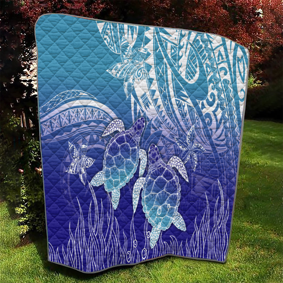 Polynesia Sea Turtle Quilt Happy Valentine Day Polynesian - Dark Cyan LT14 - Polynesian Pride