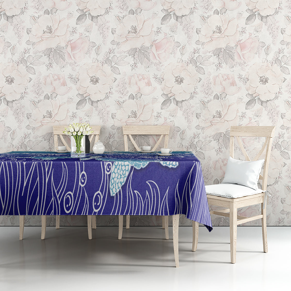 Polynesia Sea Turtle Tablecloth Happy Valentine Day Polynesian - Dark Cyan LT14 - Polynesian Pride