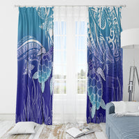 Polynesia Sea Turtle Window Curtain Happy Valentine Day Polynesian - Dark Cyan LT14 - Polynesian Pride