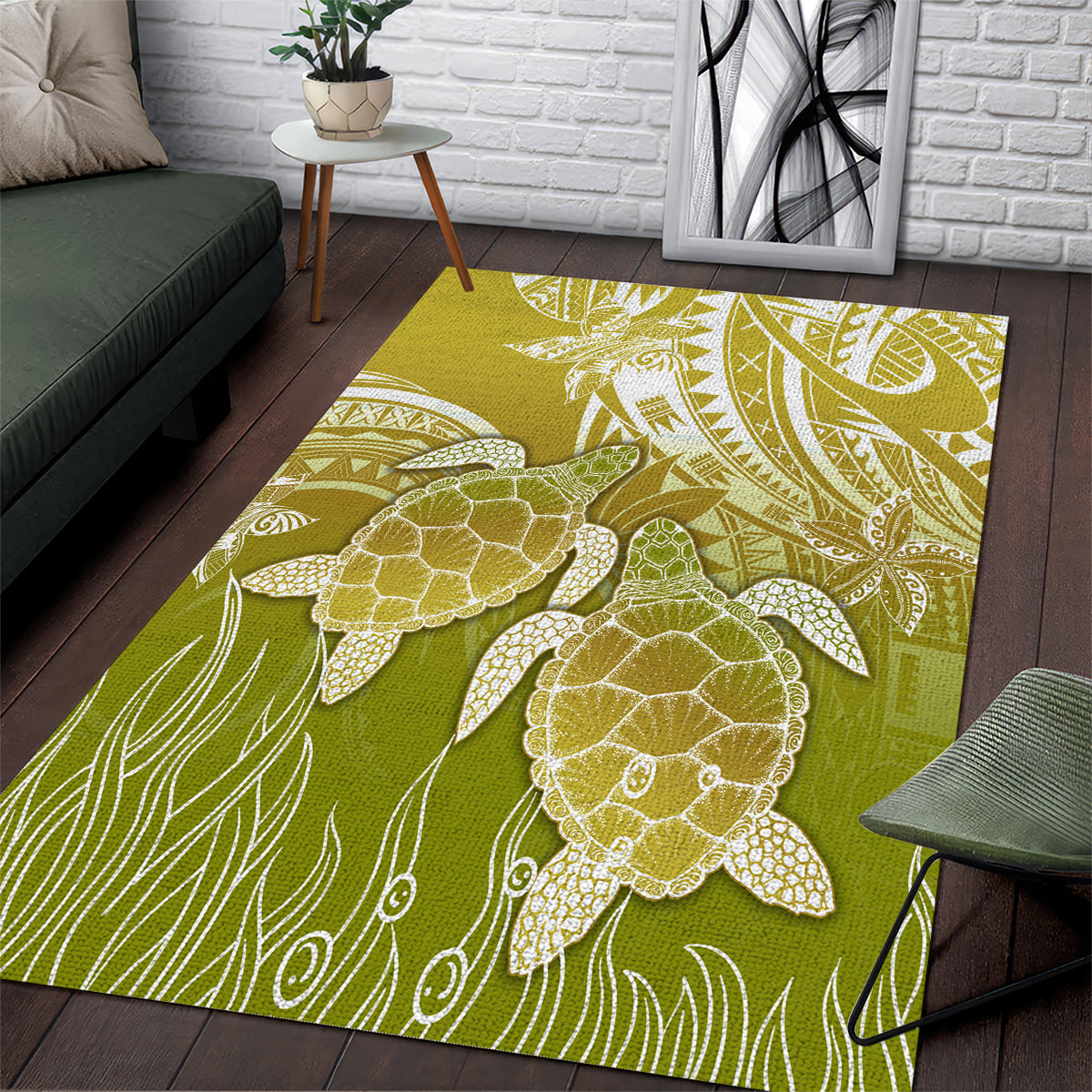 Polynesia Sea Turtle Area Rug Happy Valentine Day Polynesian - Gold LT14 Gold - Polynesian Pride