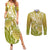 Polynesia Sea Turtle Couples Matching Summer Maxi Dress and Long Sleeve Button Shirt Happy Valentine Day Polynesian - Gold LT14 Gold - Polynesian Pride