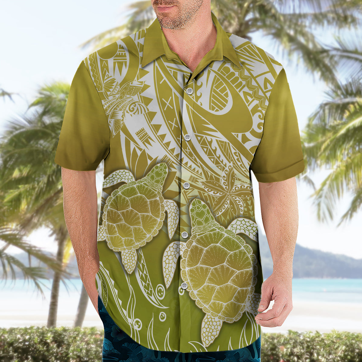 Polynesia Sea Turtle Hawaiian Shirt Happy Valentine Day Polynesian - Gold LT14 - Polynesian Pride