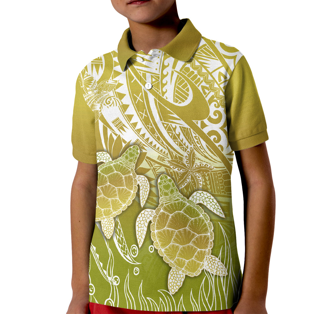 Polynesia Sea Turtle Kid Polo Shirt Happy Valentine Day Polynesian - Gold LT14 Kid Gold - Polynesian Pride