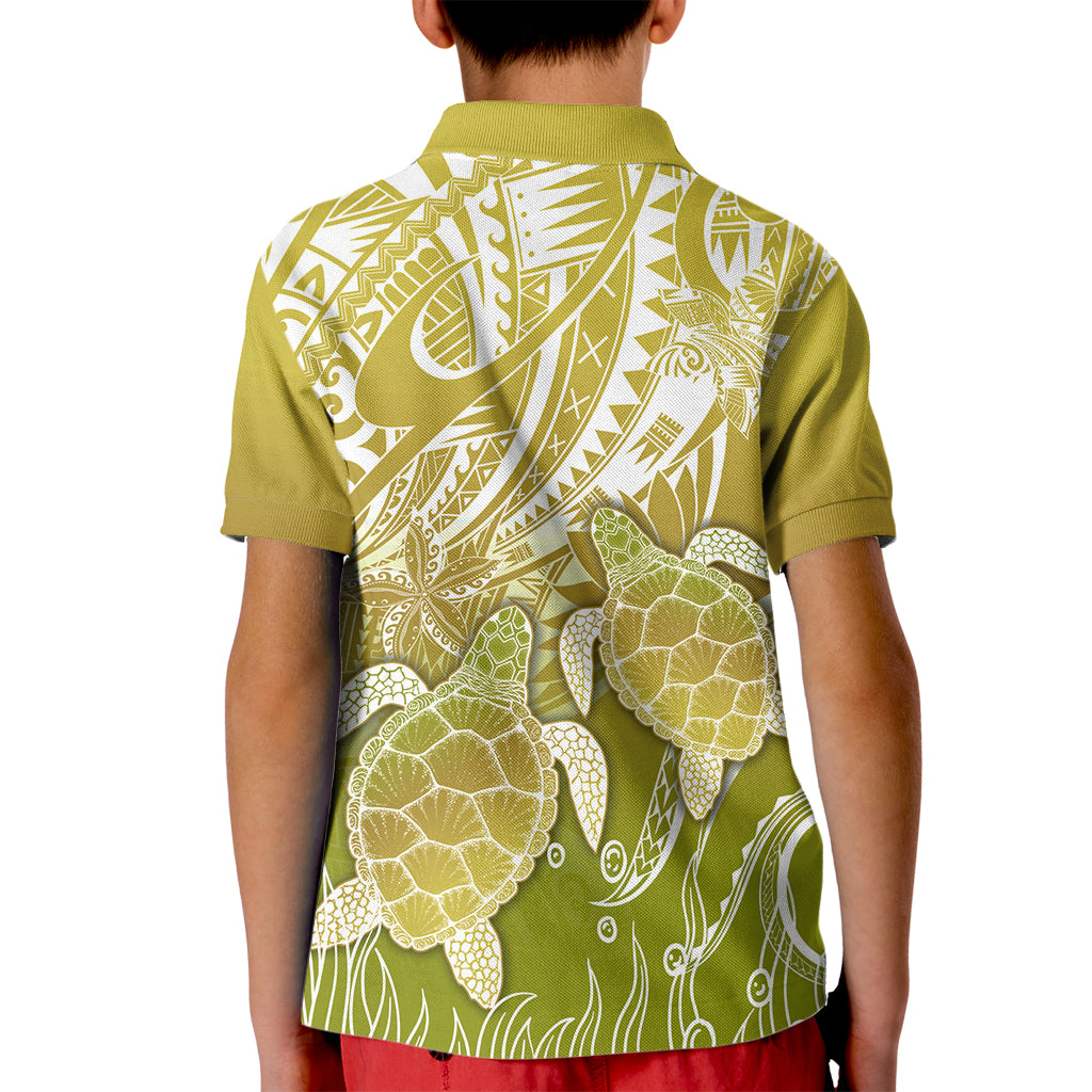 Polynesia Sea Turtle Kid Polo Shirt Happy Valentine Day Polynesian - Gold LT14 - Polynesian Pride