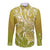 Polynesia Sea Turtle Long Sleeve Button Shirt Happy Valentine Day Polynesian - Gold LT14 Unisex Gold - Polynesian Pride