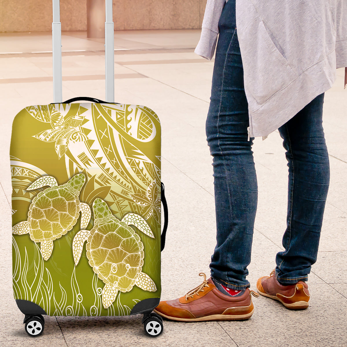 Polynesia Sea Turtle Luggage Cover Happy Valentine Day Polynesian - Gold LT14 Gold - Polynesian Pride