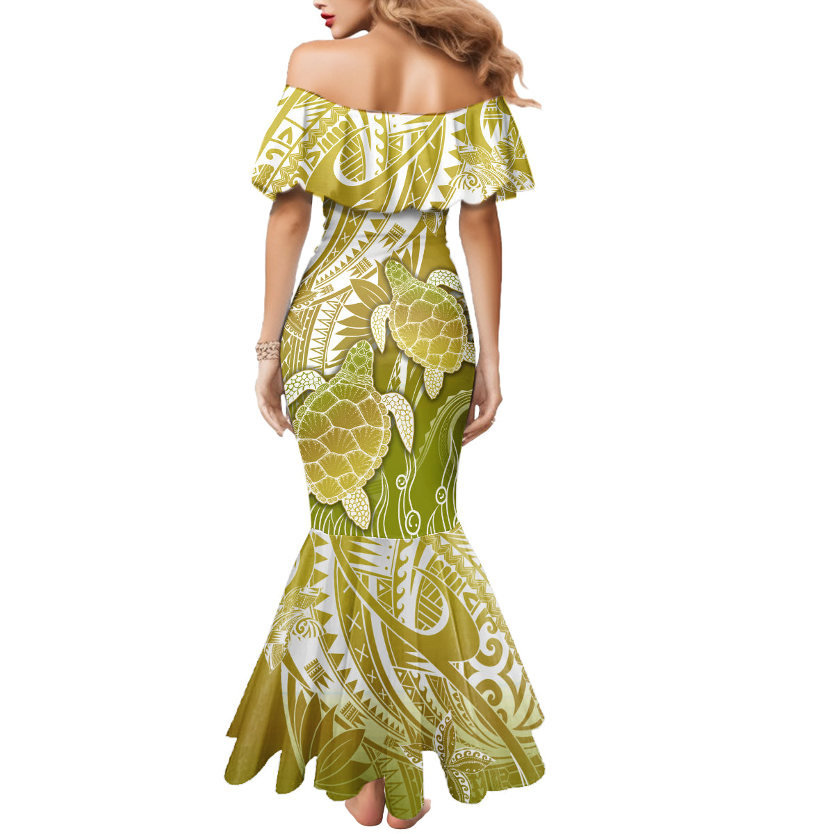 Polynesia Sea Turtle Mermaid Dress Happy Valentine Day Polynesian - Gold LT14 - Polynesian Pride