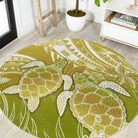 Polynesia Sea Turtle Round Carpet Happy Valentine Day Polynesian - Gold LT14 Gold - Polynesian Pride
