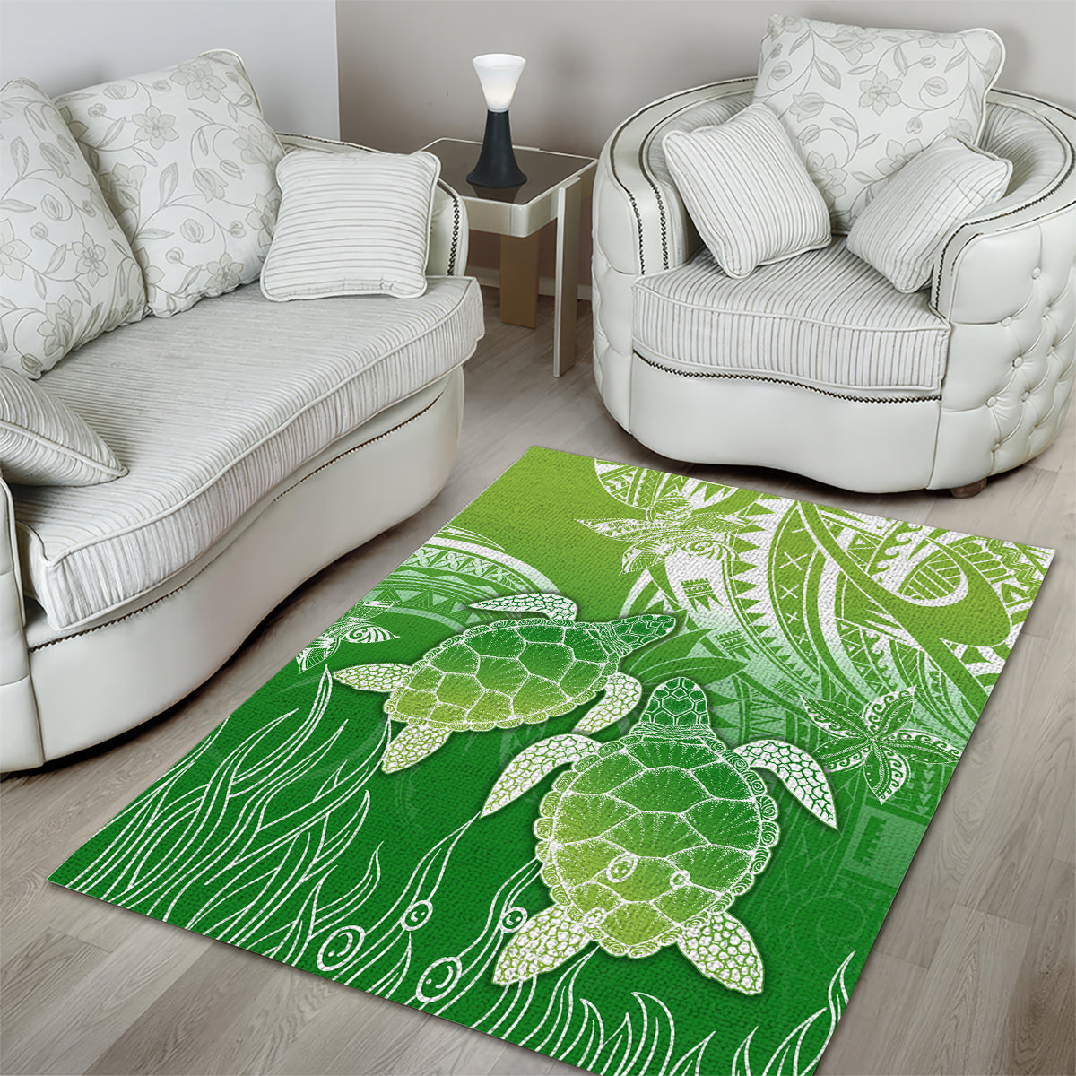 Polynesia Sea Turtle Area Rug Happy Valentine Day Polynesian - Green LT14 - Polynesian Pride