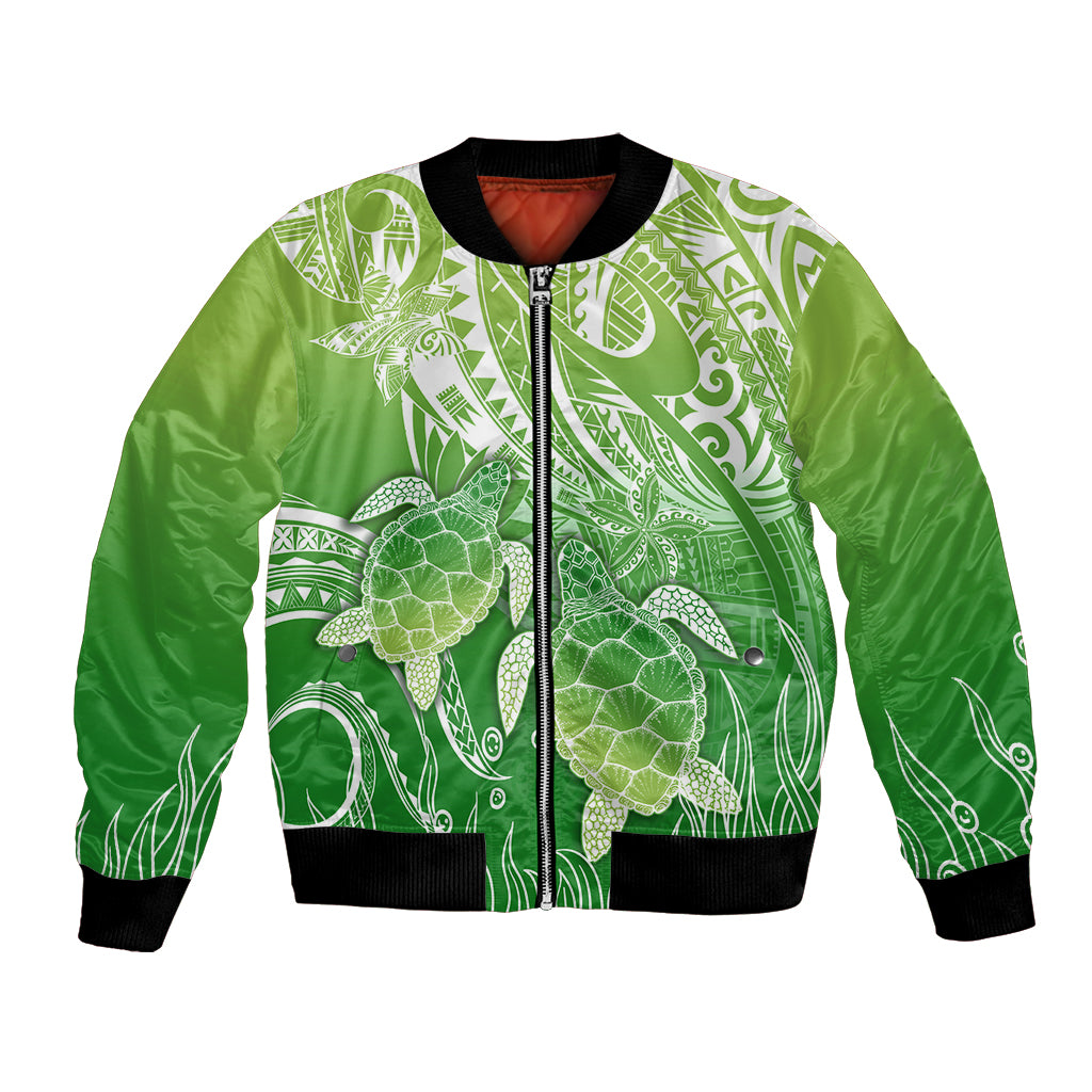 Polynesia Sea Turtle Bomber Jacket Happy Valentine Day Polynesian - Green LT14 Unisex Green - Polynesian Pride
