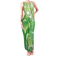 Polynesia Sea Turtle Family Matching Tank Maxi Dress and Hawaiian Shirt Happy Valentine Day Polynesian - Green LT14 Mom's Dress Green - Polynesian Pride