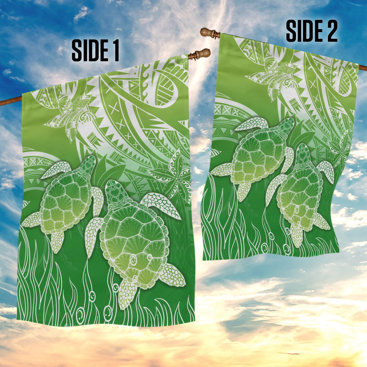 Polynesia Sea Turtle Garden Flag Happy Valentine Day Polynesian - Green LT14 - Polynesian Pride