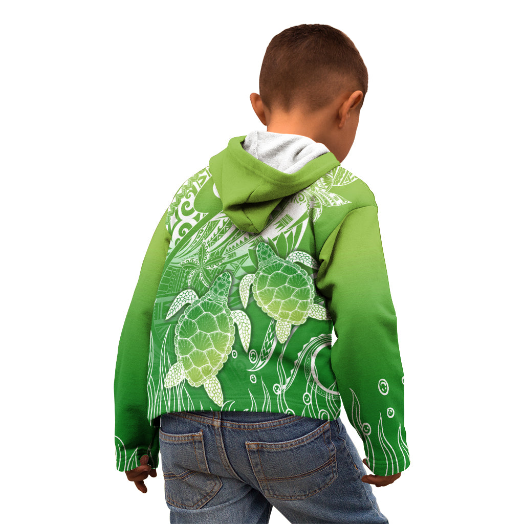 Polynesia Sea Turtle Kid Hoodie Happy Valentine Day Polynesian - Green LT14 - Polynesian Pride