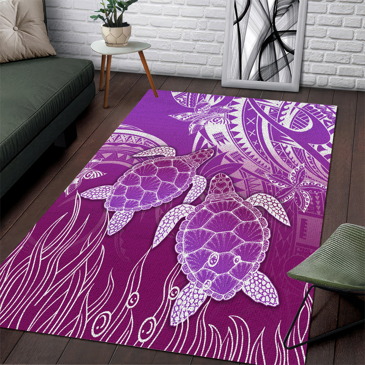 Polynesia Valentine Day Area Rug Polynesian Sea Turtle Purple Version LT14 Purple - Polynesian Pride