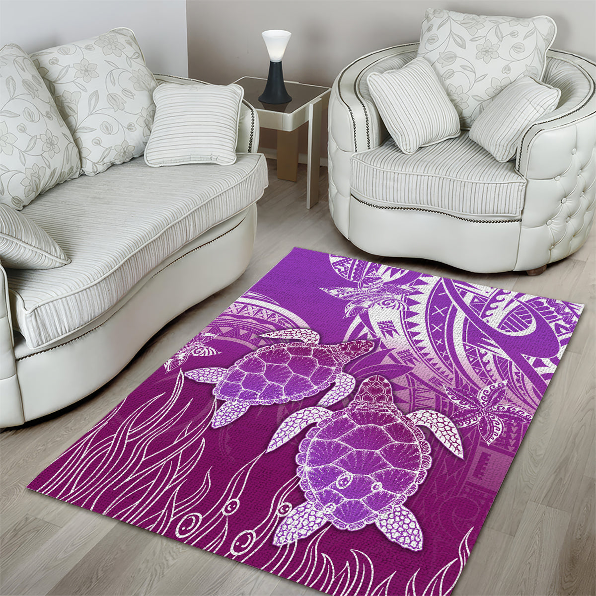 Polynesia Valentine Day Area Rug Polynesian Sea Turtle Purple Version LT14 - Polynesian Pride